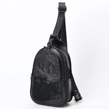 ADBG1538A Black Alligator-Embossed Leather Sling Bag - Western Crossbody Chest Pack