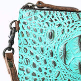 ADBG766 Croc-Embossed Genuine Leather Crossbody Bag with Zip Closure