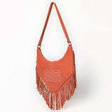 ADBGA733 V-Cut Suede Fringe Crossbody Bag - Western Embroidered Hobo Purse