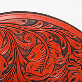 LC-ADBG1233H Hand-Tooled Leather Clutch - Semi-Circle Wristlet with Tassel