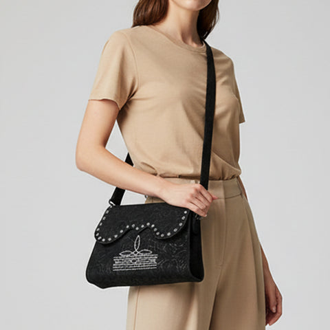 ADBG1797 American Darling Small Cross body Bag - Handcrafted Damascus Embossed Western Leather Purse