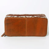 LC-ADBGA318 Genuine Hair-On Cowhide Rectangular Leather Jewelry Case Western Organizer