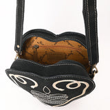 ADBGA688 Suede Heart-Shaped Crossbody Bag with Western Rope Embroidery