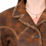LC-ADJKTLTR01 Genuine Vintage Leather Women Shirt Jacket Dress