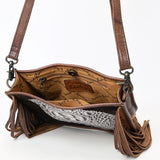ADBG1565 Croc Embossed Leather Fringe Crossbody - Western Statement Purse