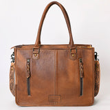 LC-ADBG230 Hand Tooled Leather Tote Bag with Hair-On Cowhide & Hand-Painted Floral Design