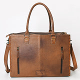 ADBG235 Hand Tooled Floral Leather Tote Bag with Adjustable Shoulder Strap
