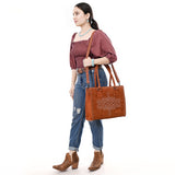 ADBG1553 Suede Western Tote with White Stitching & Shoulder Strap