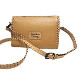 LC-ADBGZ657 Tooled Leather Crossbody Wallet with Floral Design and Braided Strap - Western Cowgirl Purse