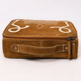 ADBGA681 Suede Jewelry Case with Western Rope Embroidery