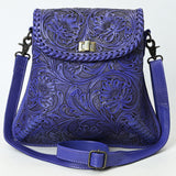 ADBG1496 Hand-Tooled Leather Crossbody Bag - Western Floral with Whipstitch & Turn Lock
