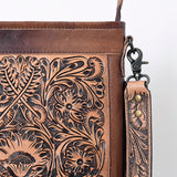 ADBG256 Tooled Leather & Cowhide Fringe Messenger Bag Western Boho Crossbody by American Darling