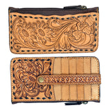 ADBGA600 Hand-Tooled Genuine Leather Western Card Holder for Women