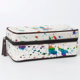LC-ADBGA318 Genuine Hair-On Cowhide Rectangular Leather Jewelry Case Western Organizer