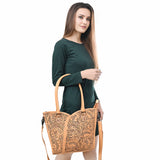 ADBG1473 Hand-Tooled Leather Tote Bag - Western Floral Dual Carry by American Darling