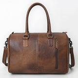 ADBG1562B Turquoise Croc Embossed Leather Barrel Bag - Western Weekender Purse