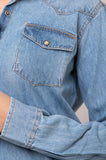 LC-ADSH024 Genuine leather Women Denim shirt jacket dress