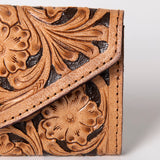 SKBG105  WALLET Hand Tooled Saddle Leather and Upcycled Canvas Ladies Bag H4XW6 SKBG105   SKBG