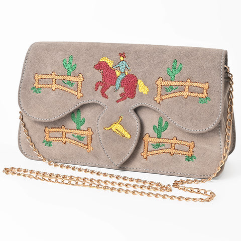 ADBGA944 American Darling Western Embroidered Genuine Suede Cross body Bag