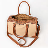 ADBG1697 Western Canvas Duffel Bag with Tooled Leather Accents