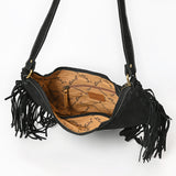 ADBGA733 V-Cut Suede Fringe Crossbody Bag - Western Embroidered Hobo Purse