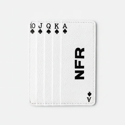 Official PRCA & NFR Licensed Collection White Leather Card Holder Royal Flush Playing Cards Wallet