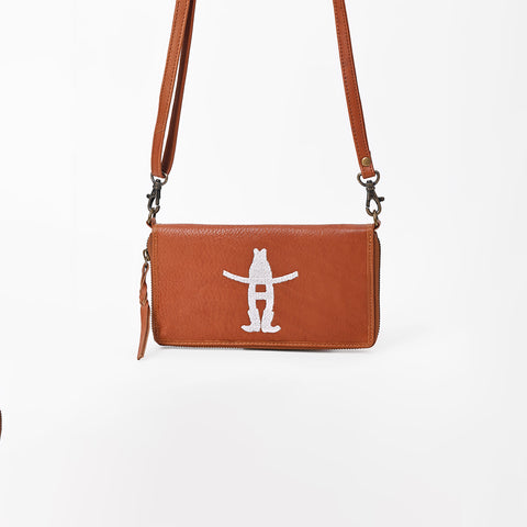 Frontier Rodeo Genuine Leather White Embroidered organizer Bag