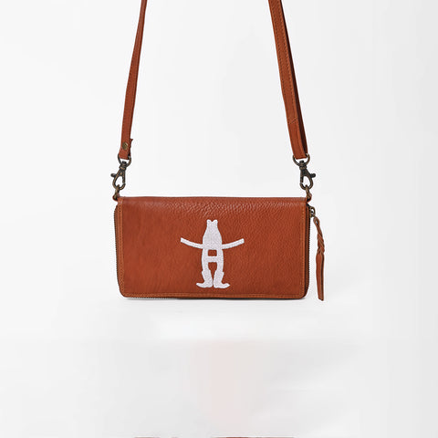 Frontier Rodeo Genuine Leather White Embroidered organizer Bag